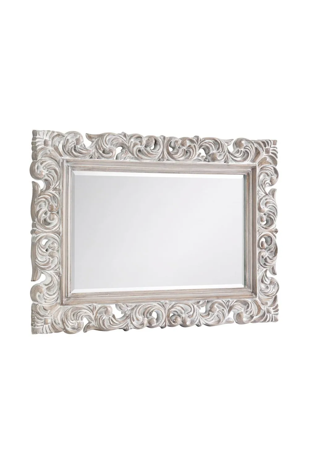 Julian Bowen Baroque Distressed Wall Mirror in Off-White 2