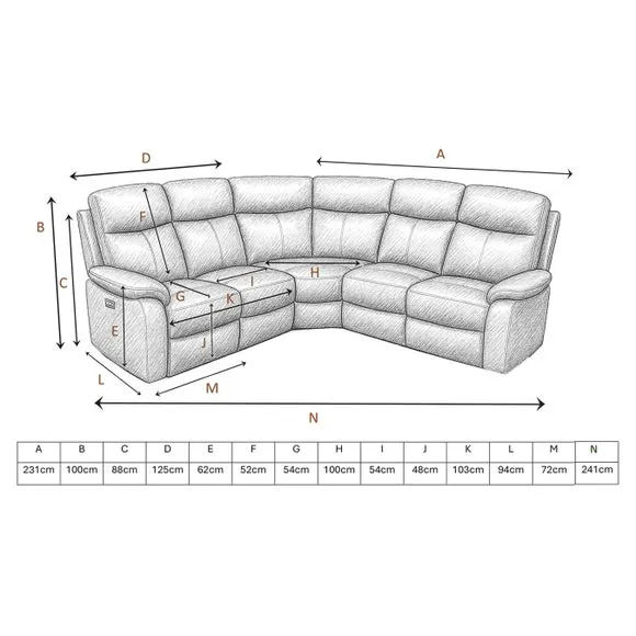 Aspire Kingsmere Leather Power Recliner 5 Seater Corner Sofa 6