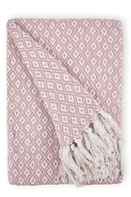 New Edge Blinds NewEdgeBlinds Stockholm Collection Recycled Cotton Throw in Blush Pink (90" x 100"), Pink