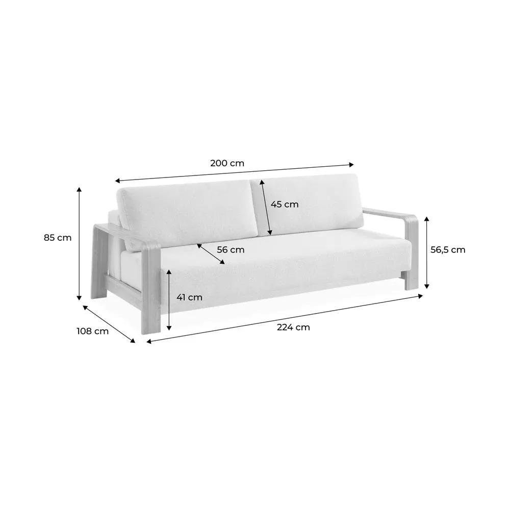 sweeek 3-seater Sofa Bed In White Boucle With Wooden Armrests 5