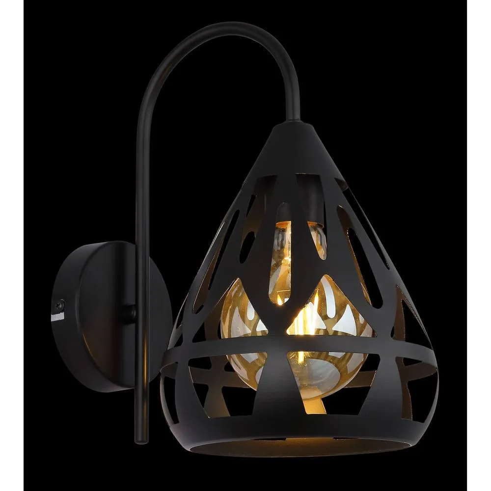 Netlighting Hassan Dome Wall Lamp Matt Black 1x E27 4
