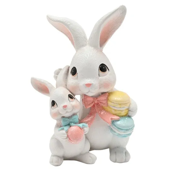 Eggstraordinary Gift Co. Easter Bunny Mum and Baby Ornament 3