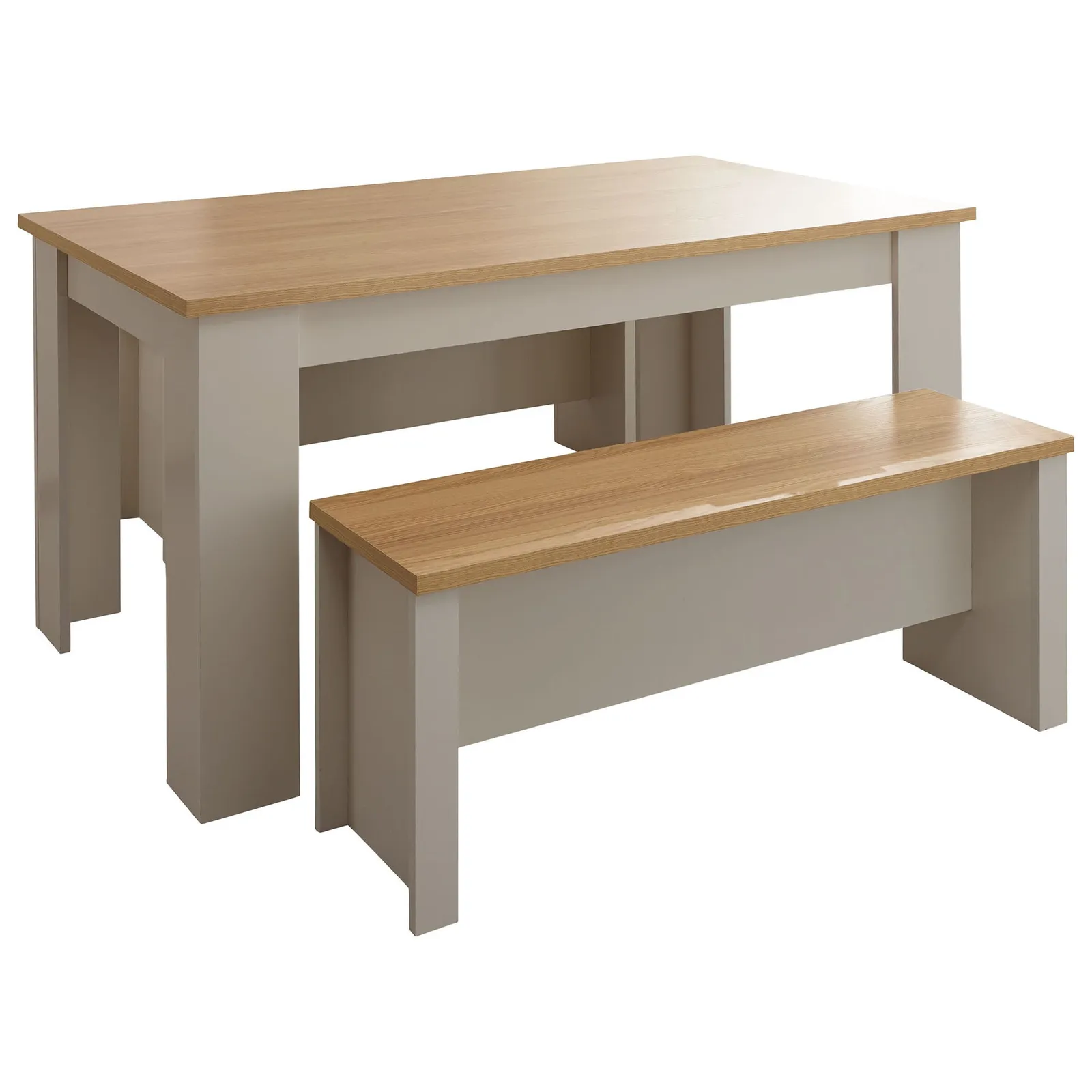 Lancaster 150cm Dining Table and Bench Set Grey and Brown