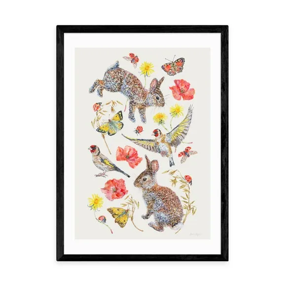 East End Prints Meadow Birds Bunnies And Butterflies Print 2