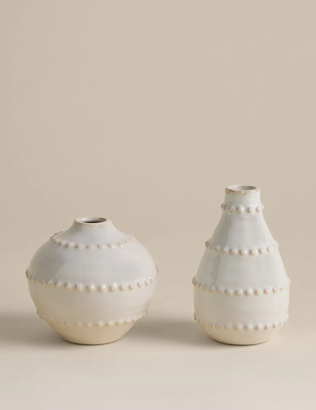 M&S Set of 2 Bobble Bud Ceramic Vases Soft White