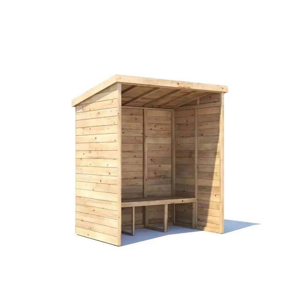 Dunster House Wooden Garden Arbour With Pent Roof, W1.8m x D1.2m / W6' x D4' in Brown