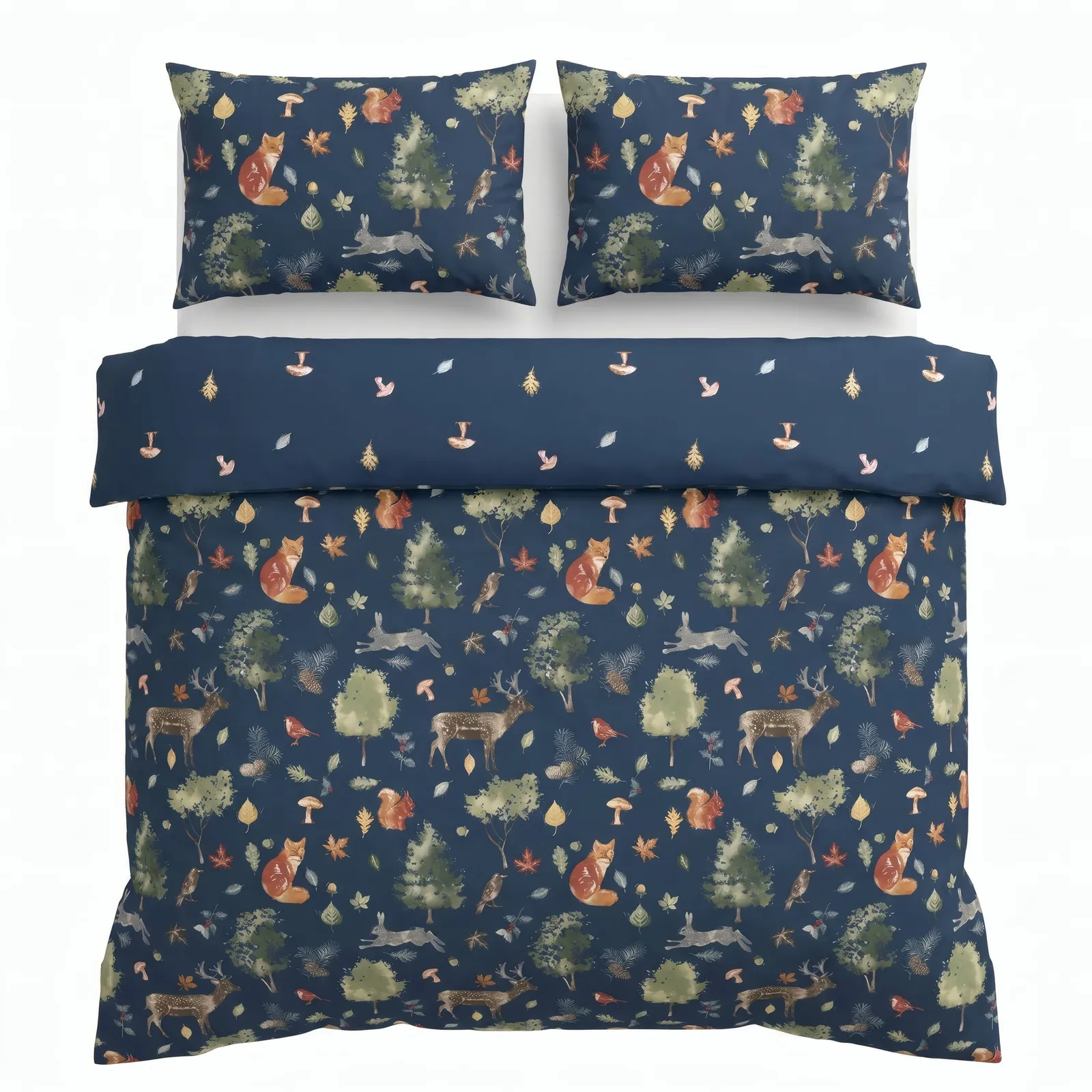 Rapport Home Autumn Christmas Microfibre Reversible Duvet Cover Set With Pillowcase in Blue 3