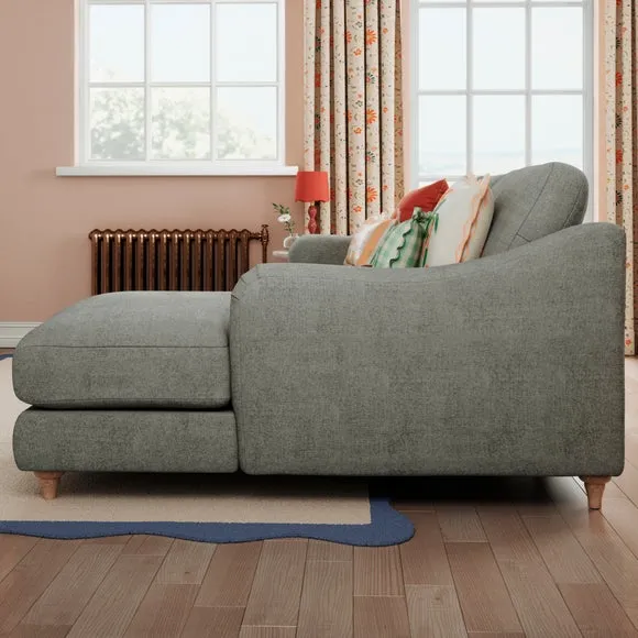 Hattie Tonal Plush Chenille Corner Chaise Sofa 3