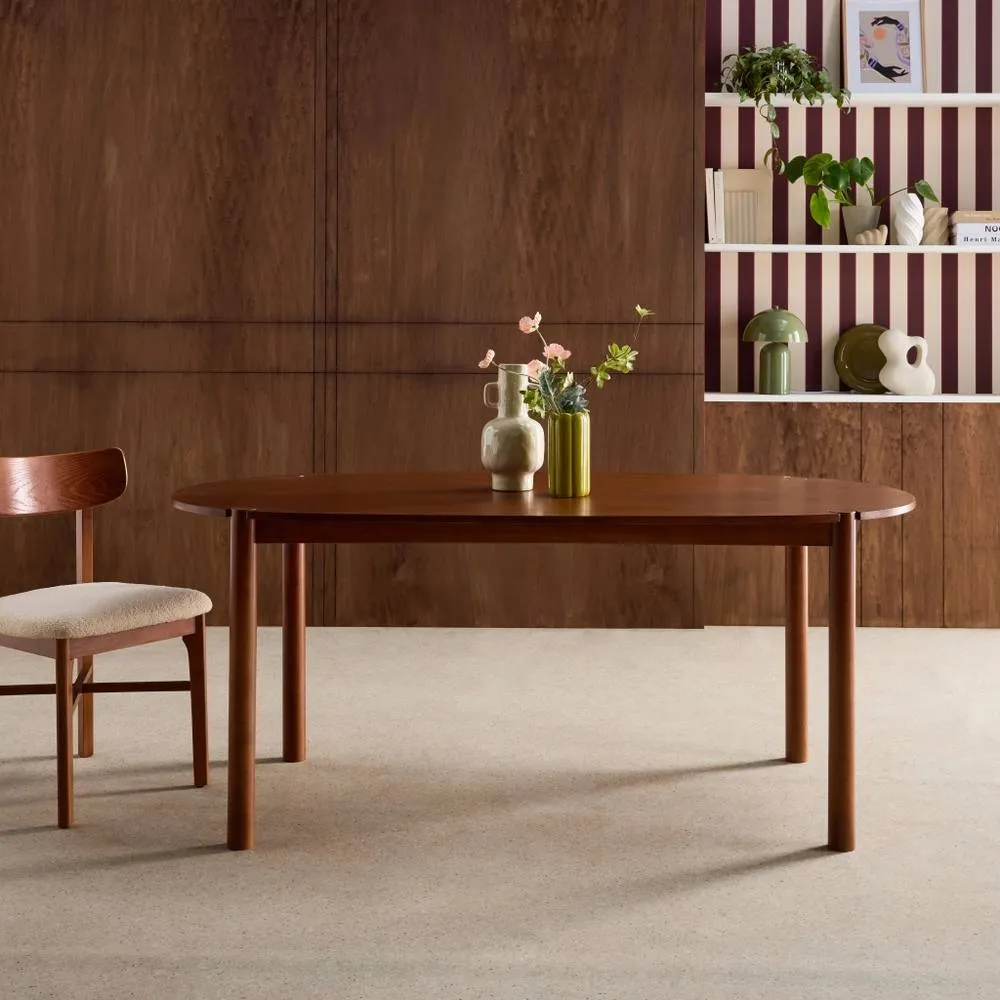 sweeek Oval rubberwood dining table 180cm seats 6 in Dark Brown