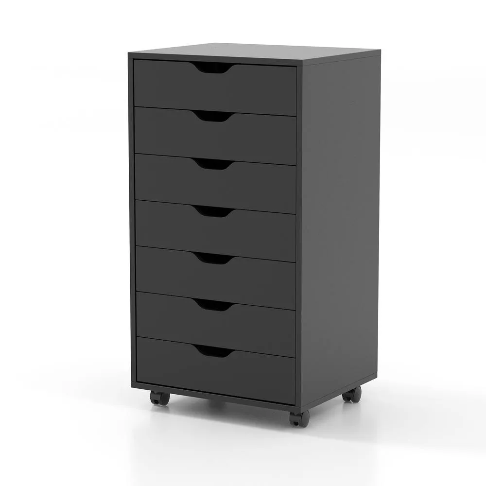 Costway 7-Drawer Storage Cabinet Mobile File Organizer Filing Dresser Chest in Black