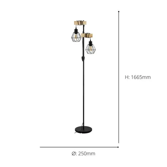 EGLO Townshend Industrial 2 Light Floor Lamp 4