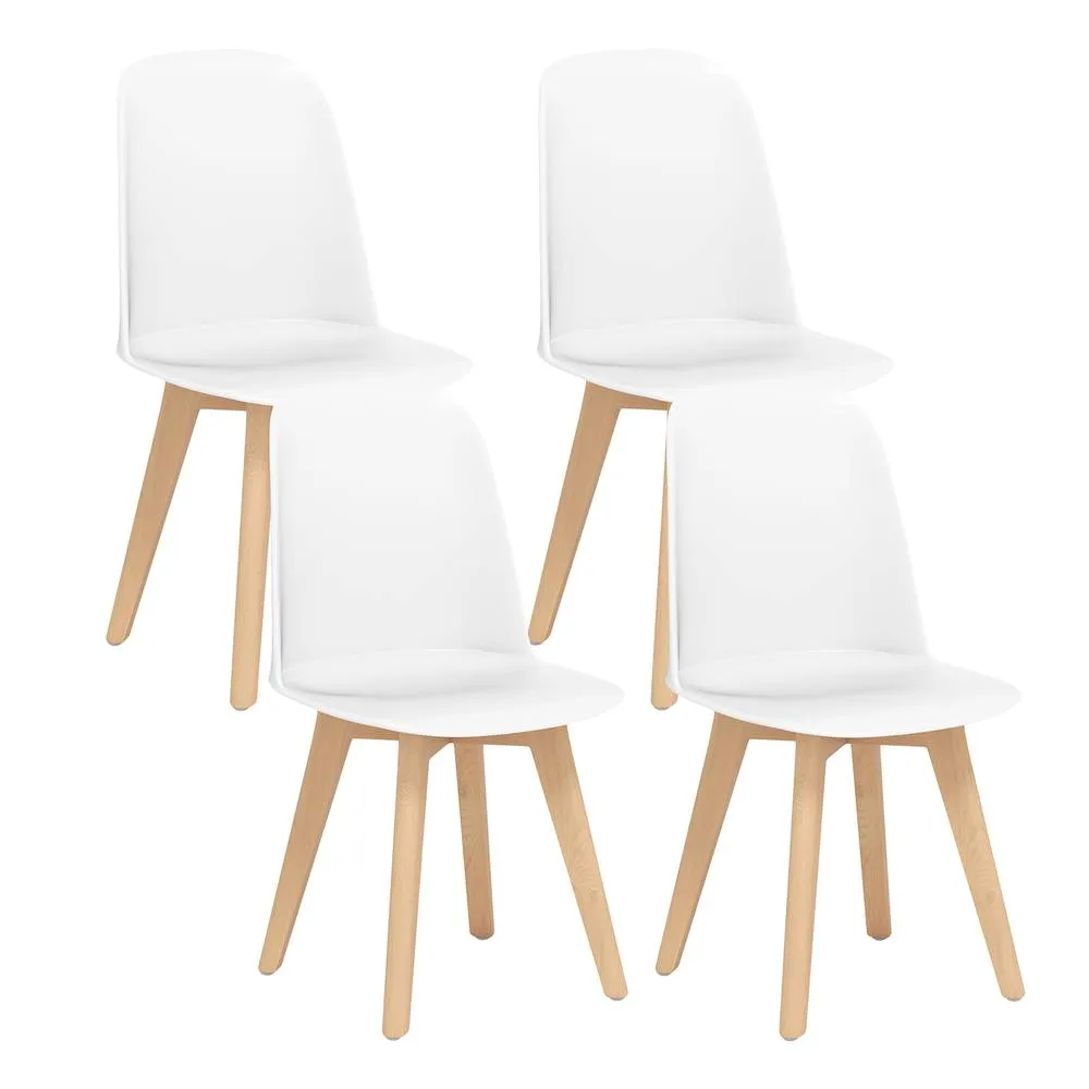 Costway Modern Dining Chairs Set of 2 Armless Kitchen Chairs Side Chair in White 3