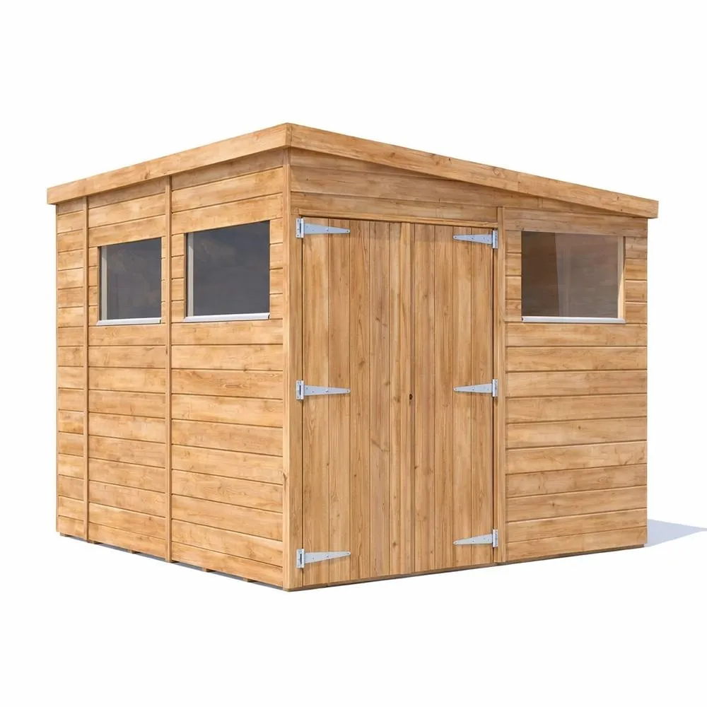 Dunster House Wooden Shed 2.4 x 3m (10' x 6') 15mm Pent Window - Overlord Modular in Brown