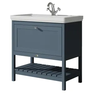 Bayswater Hartleigh Stiffkey Blue Traditional Freestanding Vanity Unit & 1 Tap Hole Traditional Recessed Basin - 800mm 2