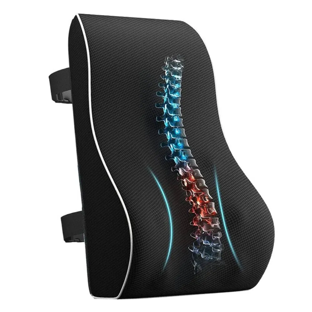 Nordara Back Support Memory Foam Seat Cushion Pain Relief Office Car Pillow in Black