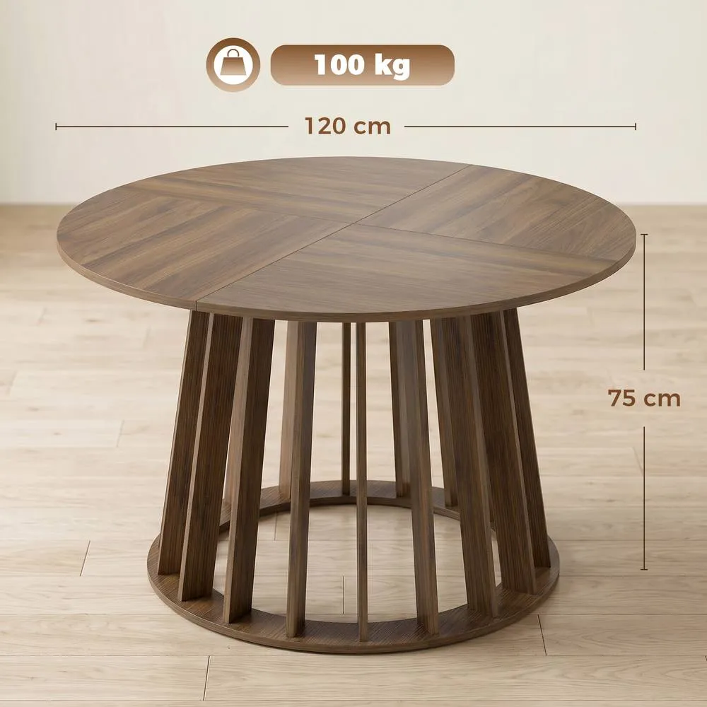 HOMCOM Modern Dining Table for 4-6 People 120 cm Light Walnut 3