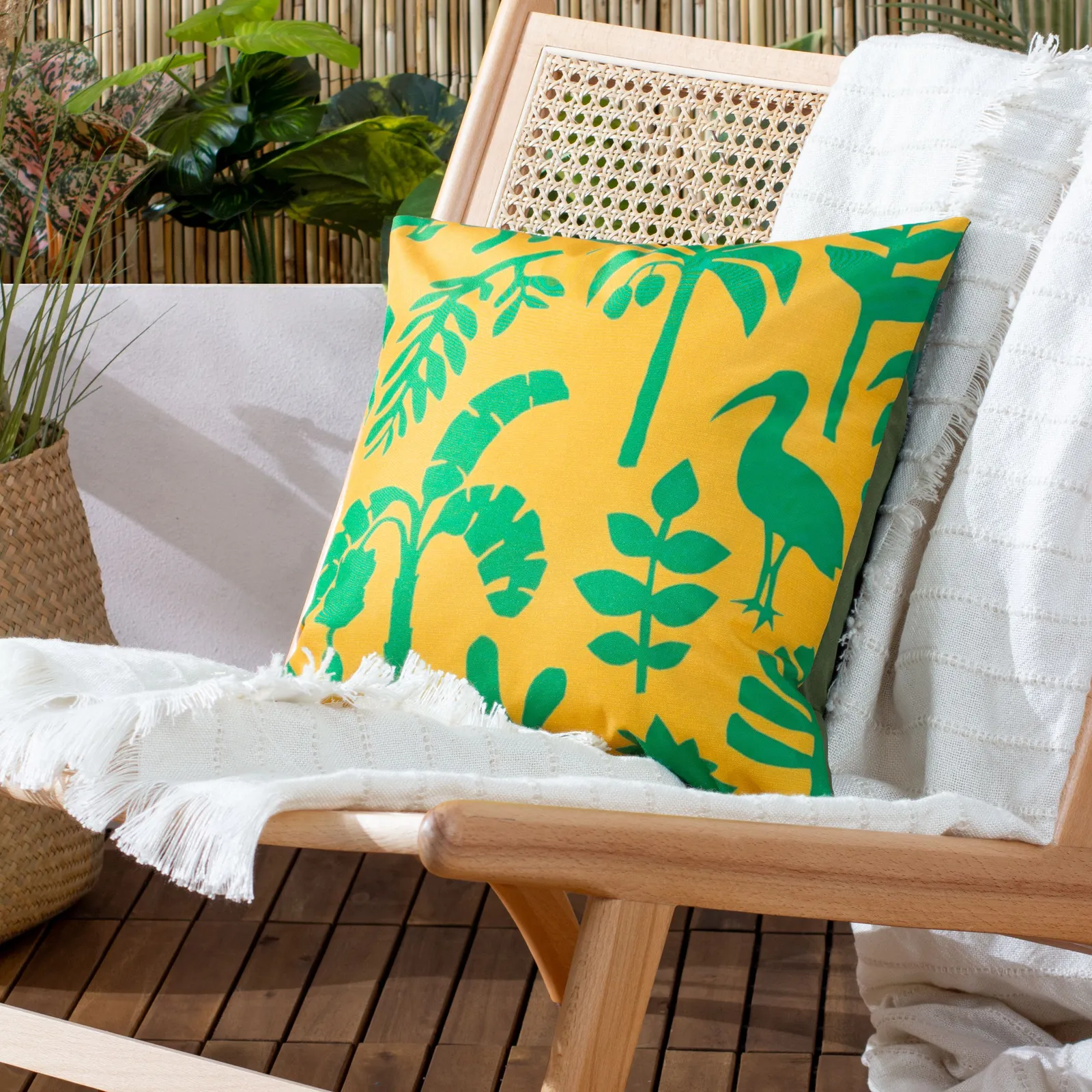 Furn Marula Tropical Water & UV Resistant Outdoor Cushion in Teal