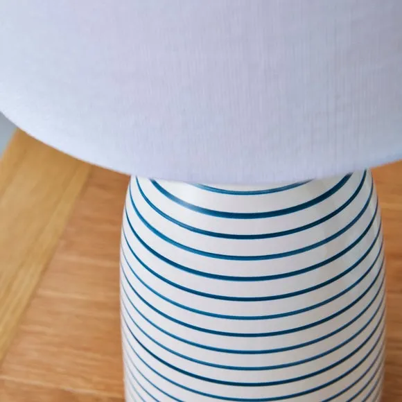 Tenby Ceramic White and Blue Table Lamp 3