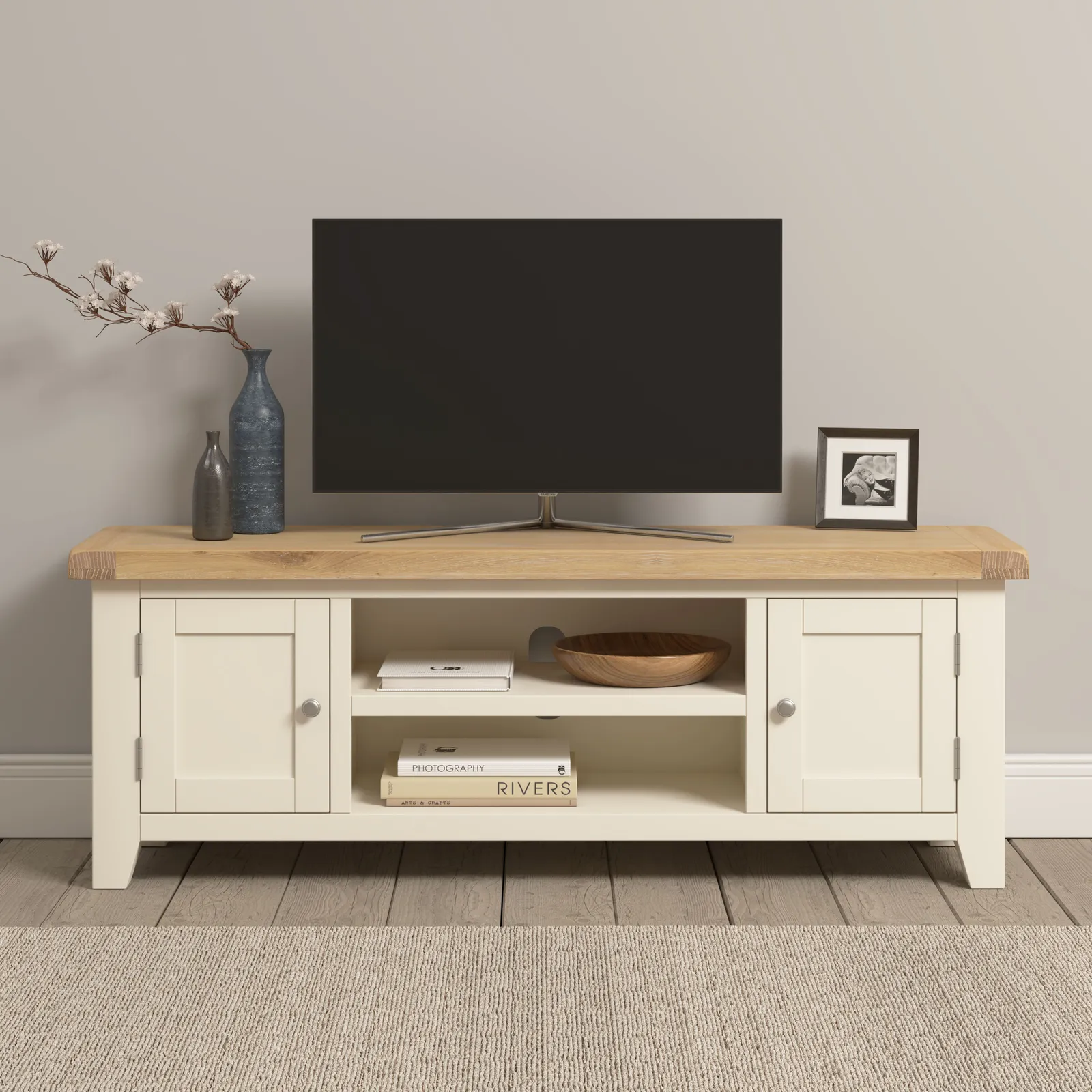 Seconique Windsor Straight TV Unit (Fully Assembled) in Ivory 1