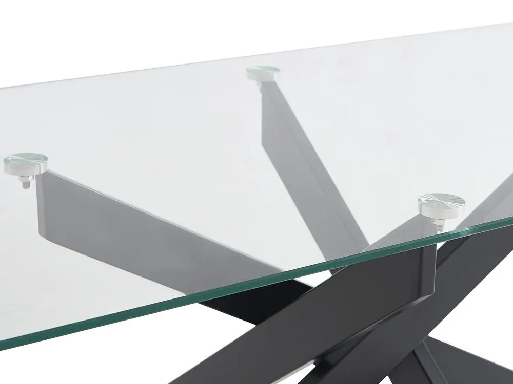Vente-unique Tempered Glass & Black Metal Coffee Table - Clear - COSIMA 6