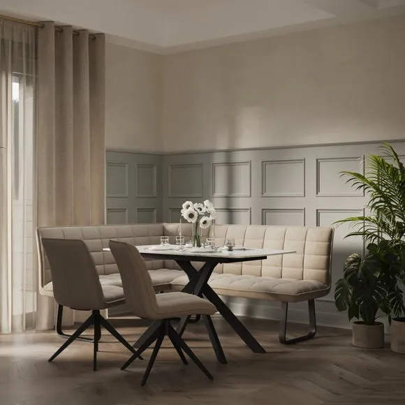 Indus Valley Aura Corner Dining Table and Bench Set with 2 Chairs