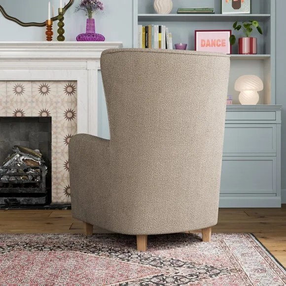 Estelle Multi Yarn Boucle High Back Winged Armchair 2
