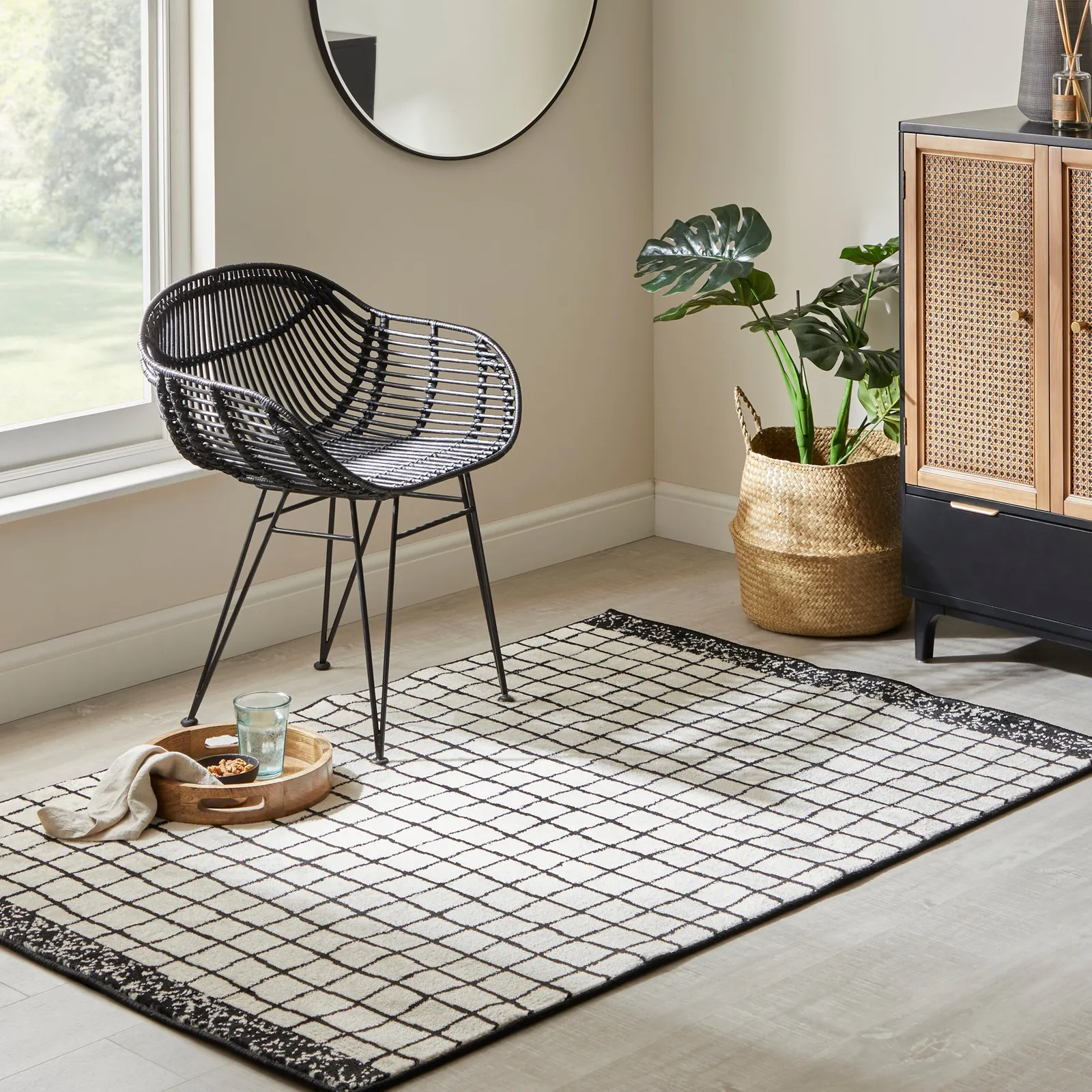 Check Rug Check Monochrome