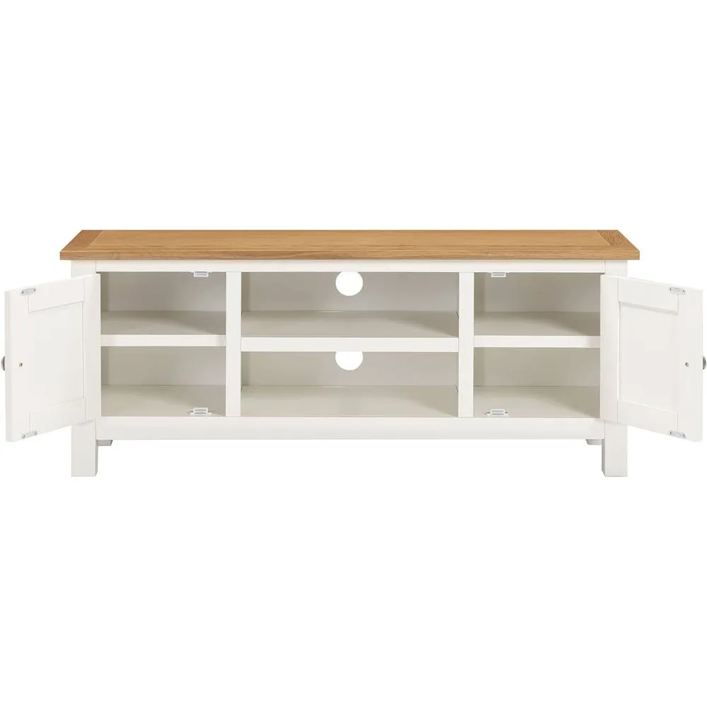 Seconique Cambridge 2 Door Tv Unit - Linen/Oak (Fully assembled) in White 4