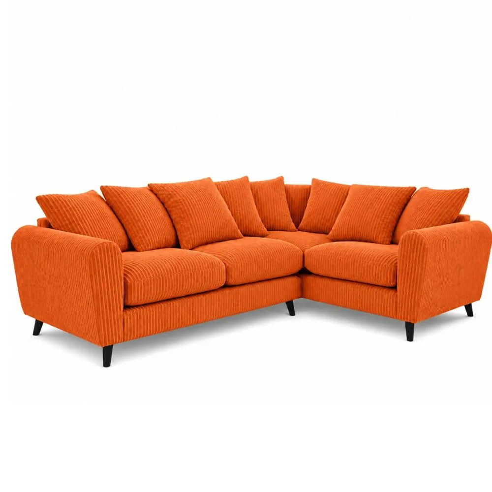 Bliss Furniture Harlow Jumbo Cord Right Hand Dual Arm Corner Sofa Orange