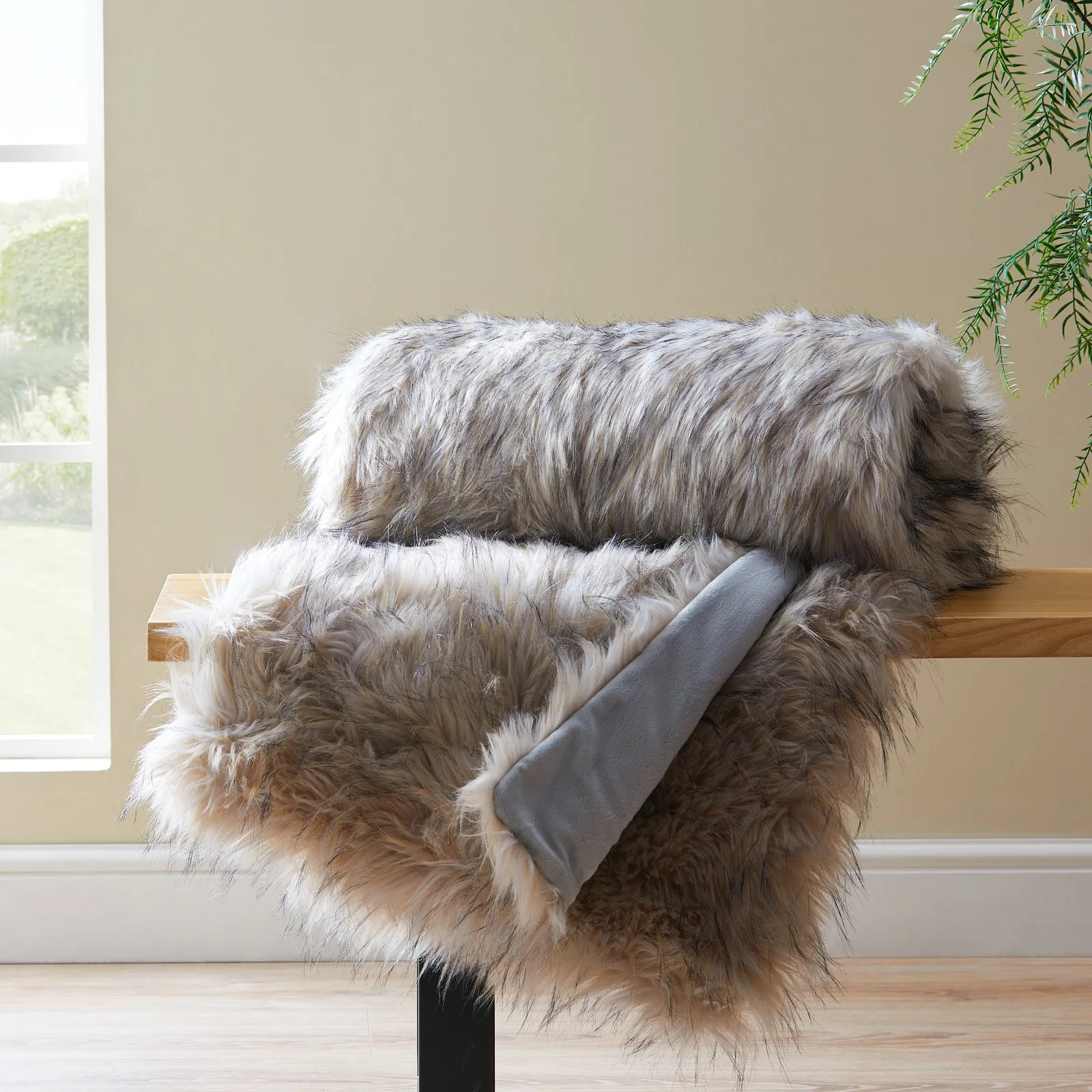 Faux Fur Bear Throw Grey