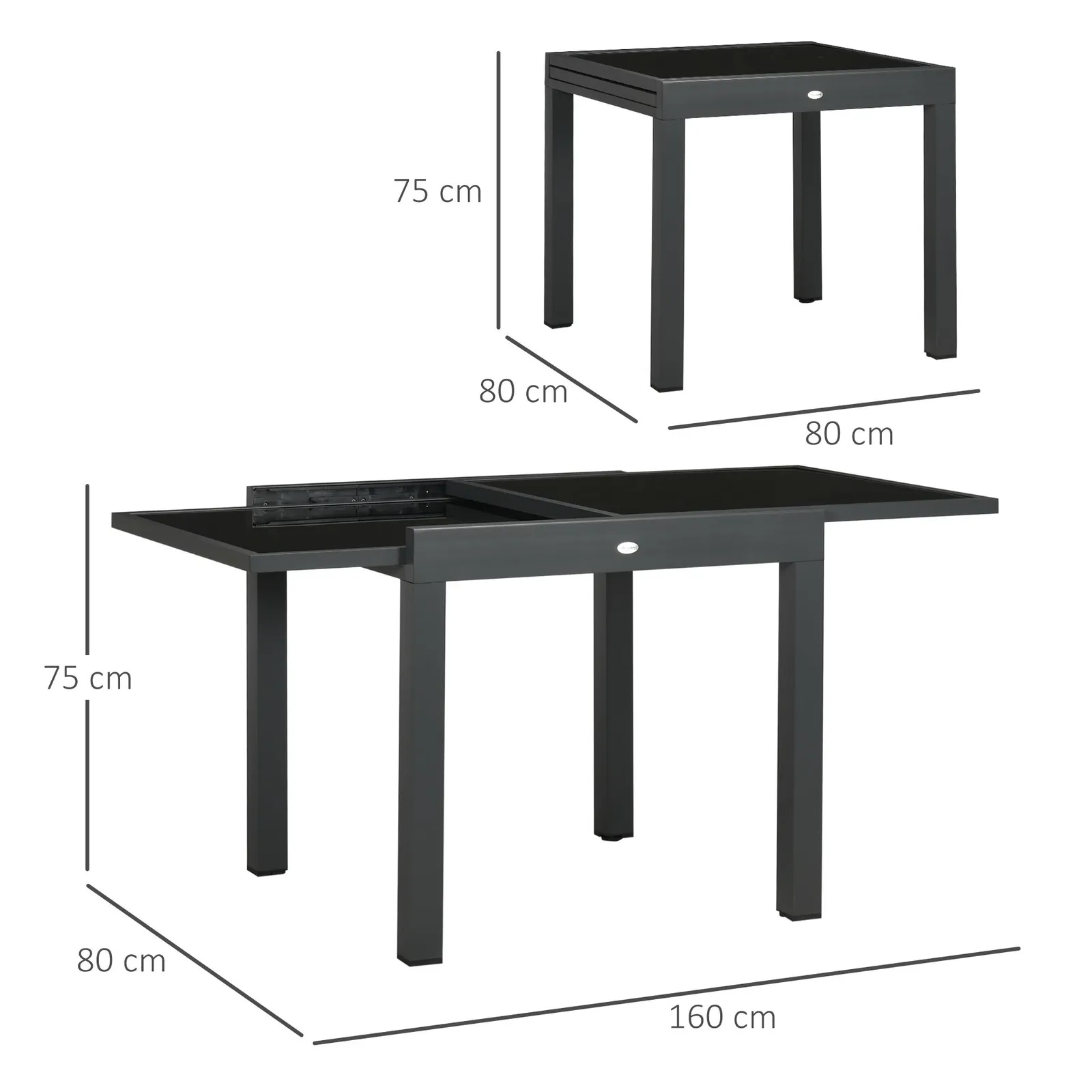 OUTSUNNY Extendable Outdoor Dining Table Patio Table in Black 3