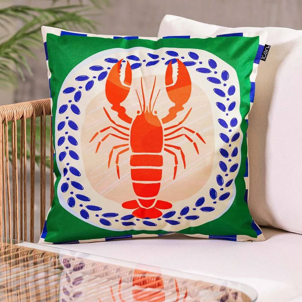 icon Cushion 43x43cm Lobster Print in Green