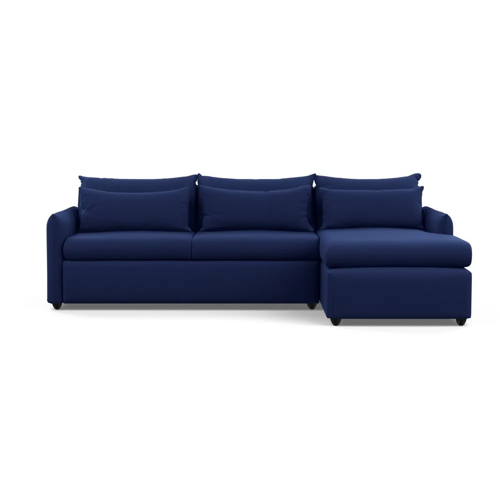 Heal's Pillow Large Right Hand Corner Chaise Melton Wool New Navy Black Feet