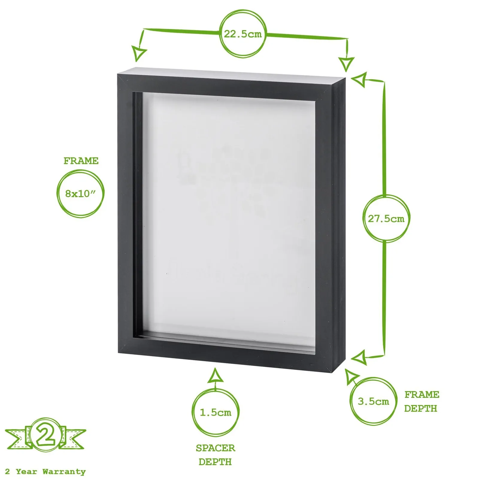 Nicola Spring White 8x10" 3D Box Photo Frames with White Spacer - x2 4