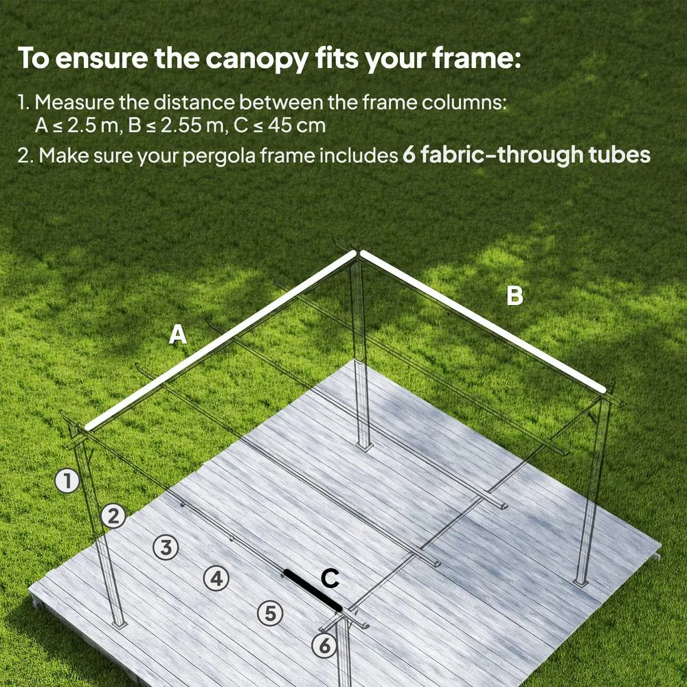 OUTSUNNY 2.55x2.5 m Pergola Cover Replacement for 3x3 m Frame, Brown 4