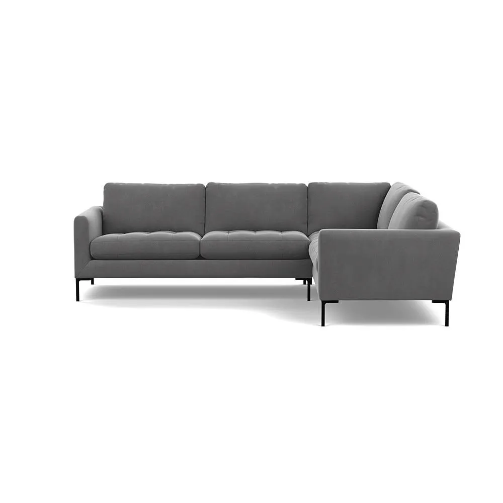 Heal's Eton Right Hand Facing Corner Sofa Smart Velvet Mercury Black Feet 1