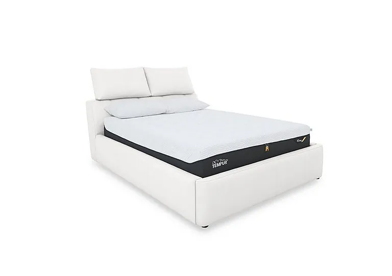 Tyrell Leather Manual Ottoman Bed Frame - Super King - BV Star White
