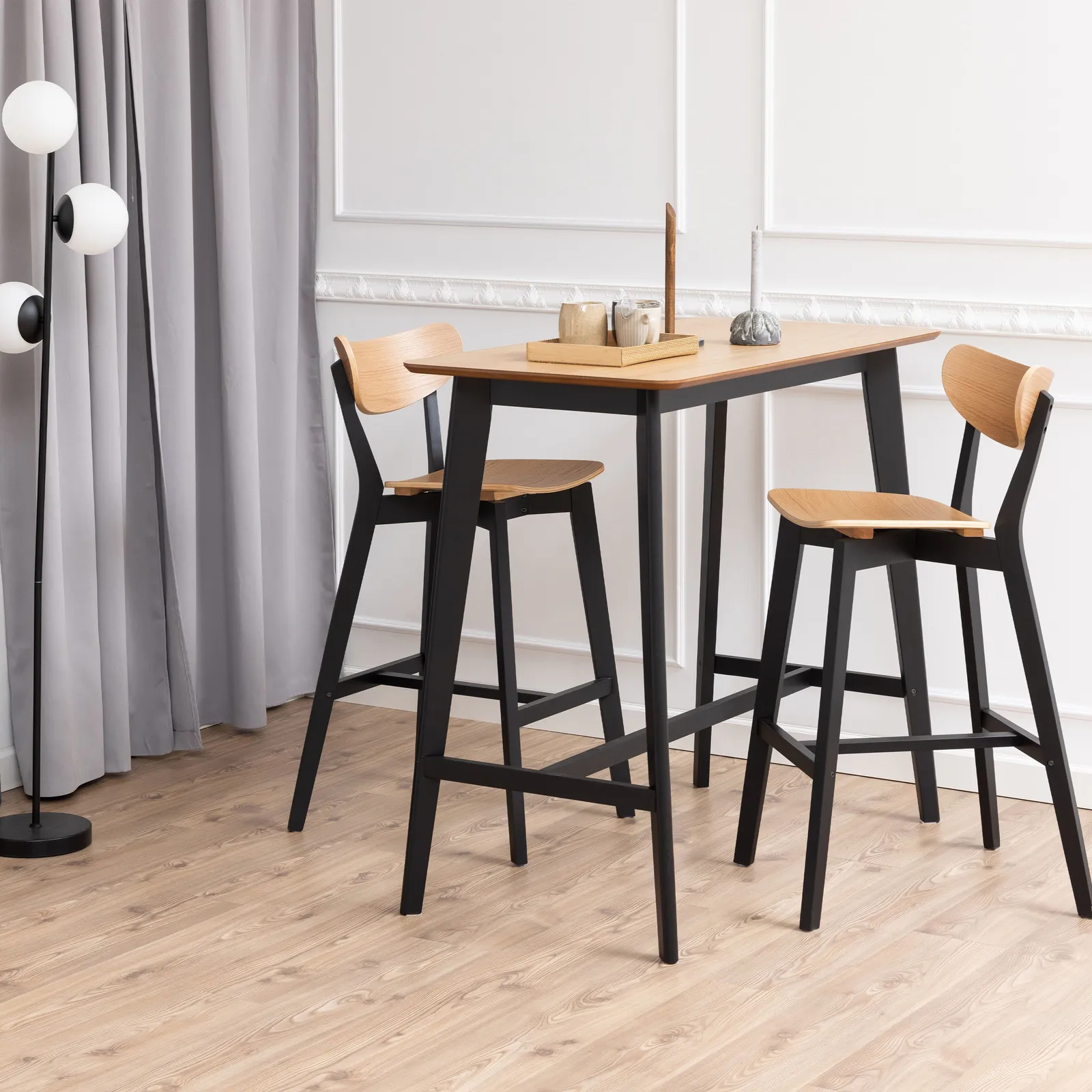 Furniture To Go Roxby Bar Table Included 2 Roxby Bar Stool, Black & Oak