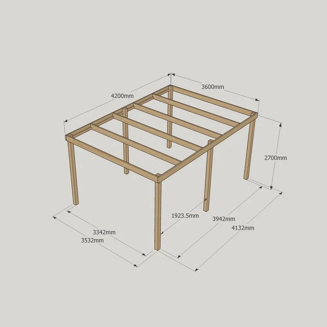 Rutland County Garden Furniture Ltd Garden Pergola 6 Posts - Wood - L360 x W420 x H270 cm - Rustic Brown in Light Green 5