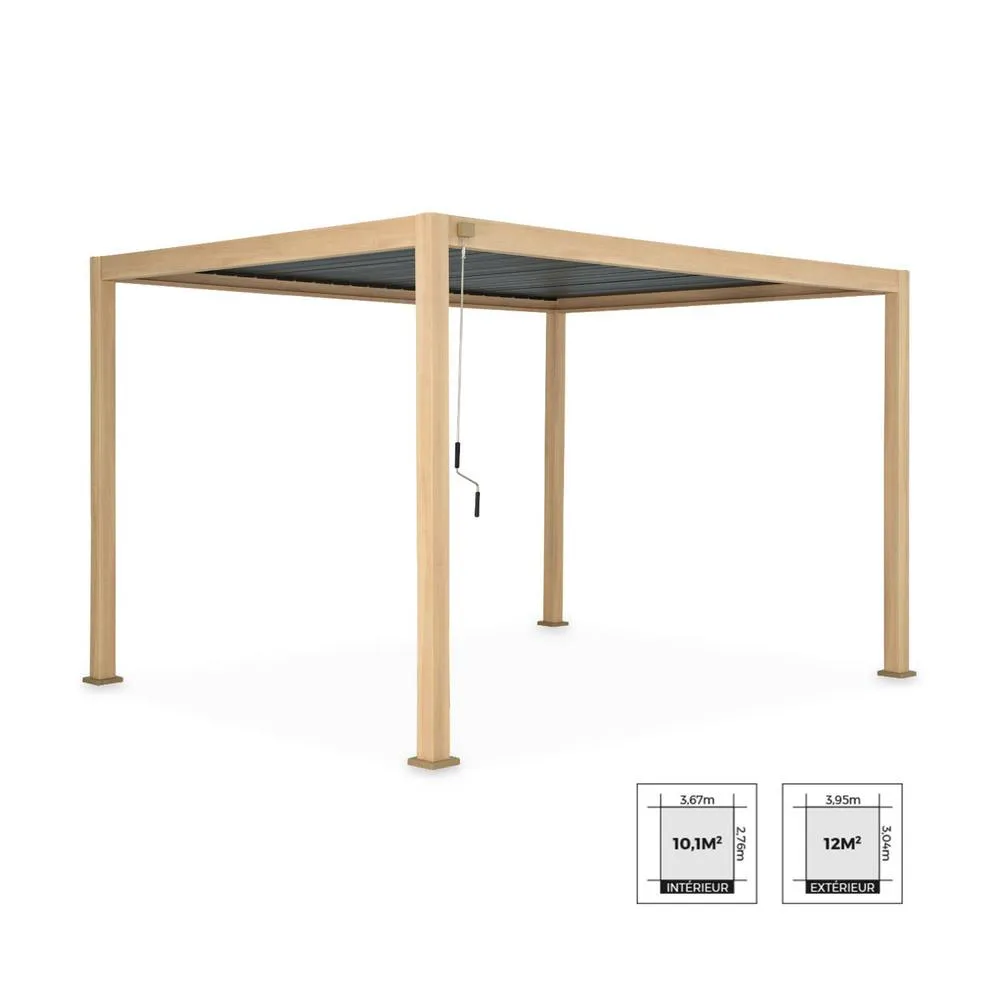 sweeek Louvered pergola aluminium 4 x 3m in Light Brown 2