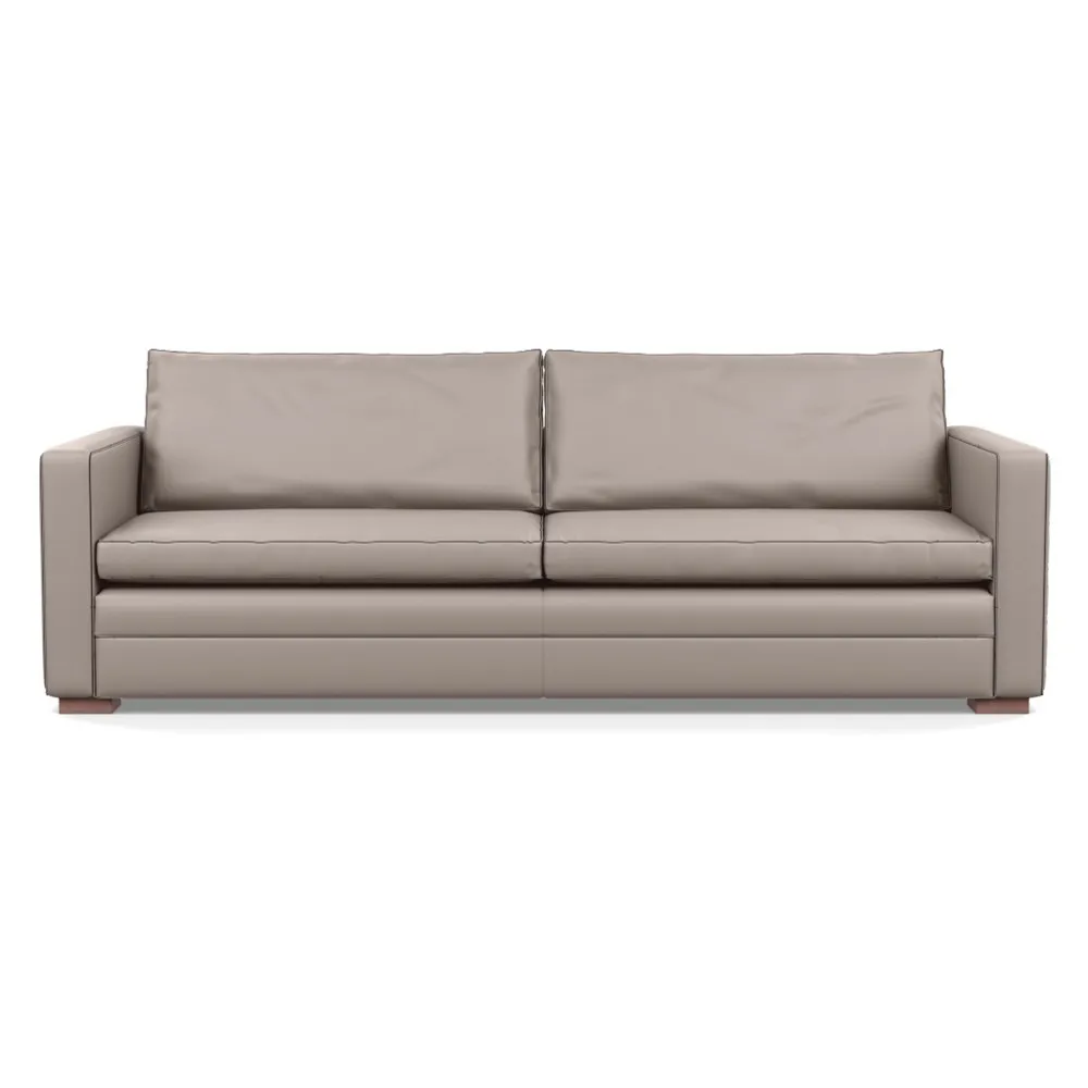 Heal's Palermo 5 Seater Sofa Leather Grain Light Grey 060 Walnut Feet 1