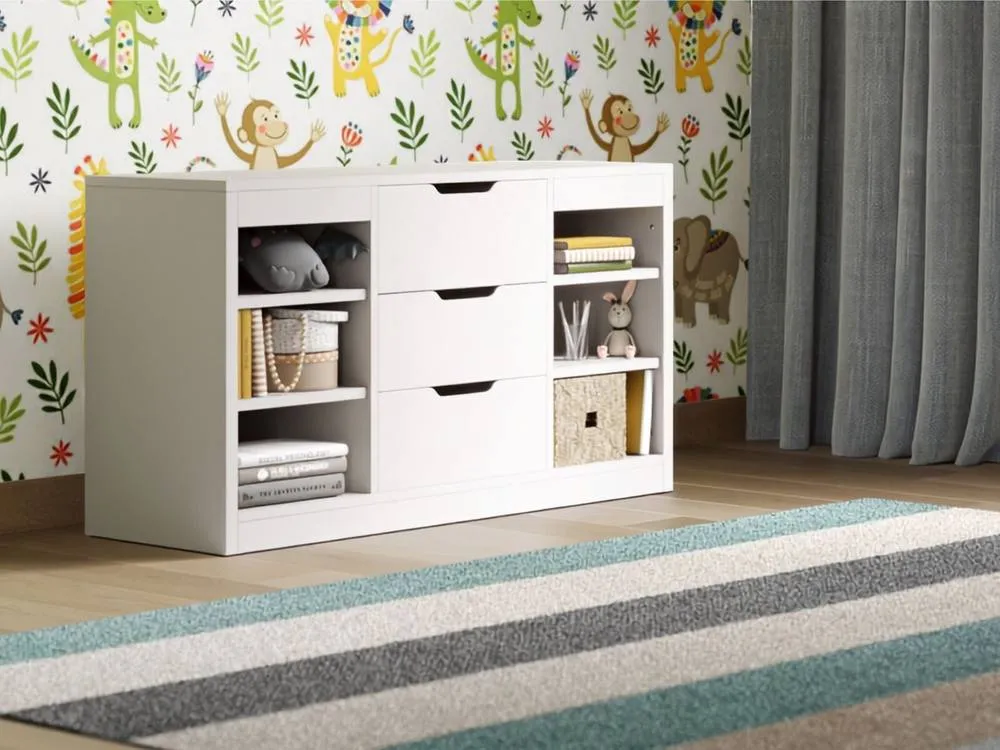 Flair Charlie Drawer Unit with Shelves & 3 Drawers in White 4