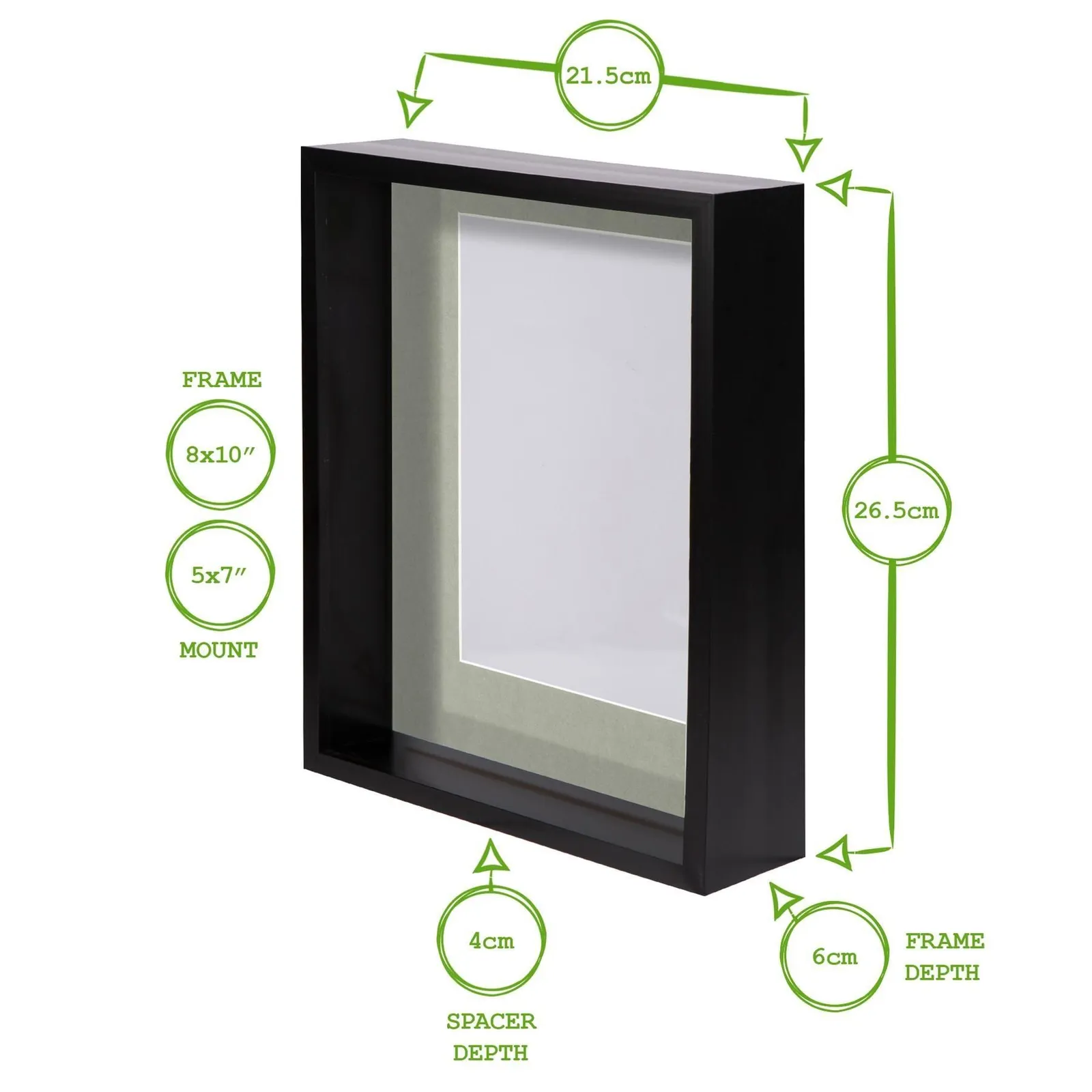 Nicola Spring 8" x 10" 3D Deep Box Photo Frames - 5" x 7" Mount - White - Pack of 5 4