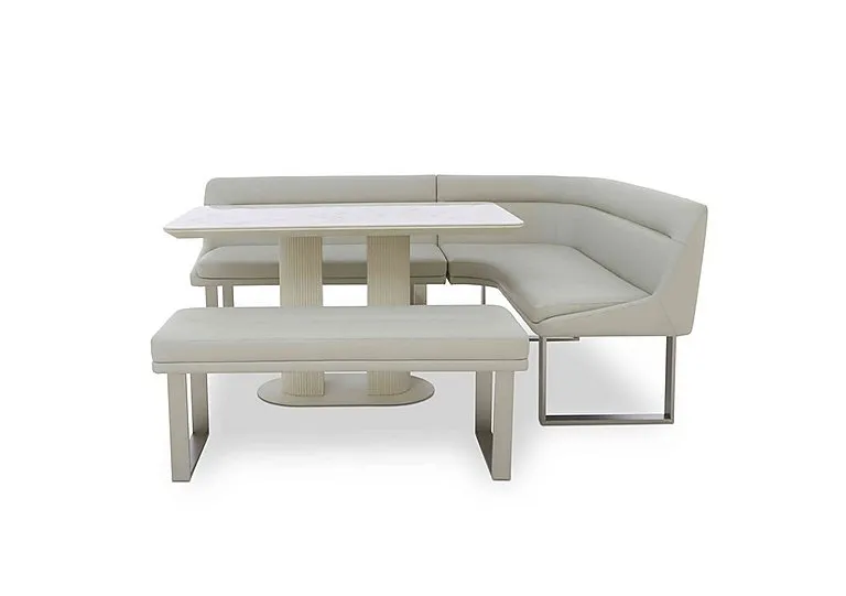Avorio Fixed Dining Table, Low Bench and Right Hand Facing Corner Bench Set