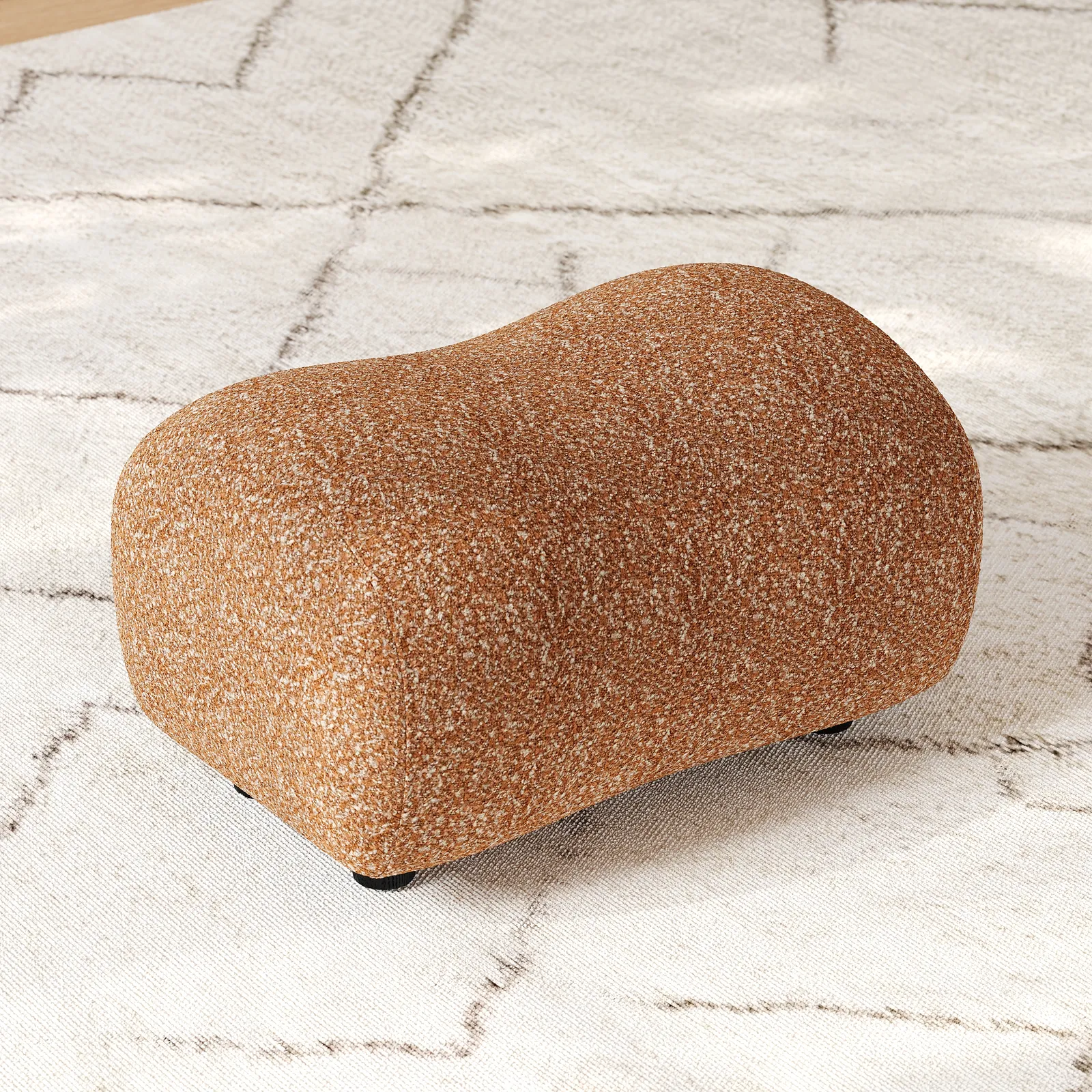 15" Performance Boucle Curve Ottoman