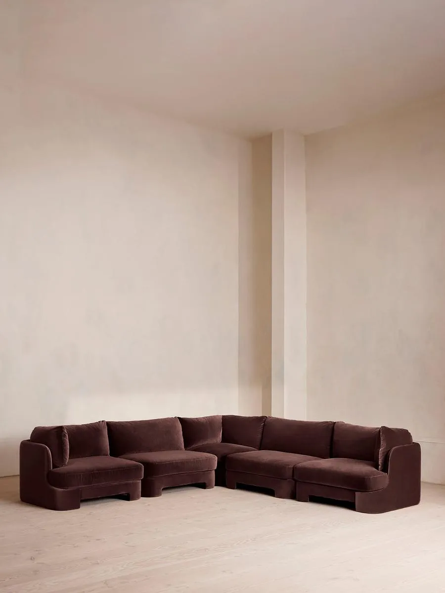 Odell Deeper Sit Modular Sofa, Corner Sofa, Velvet, Aubergine