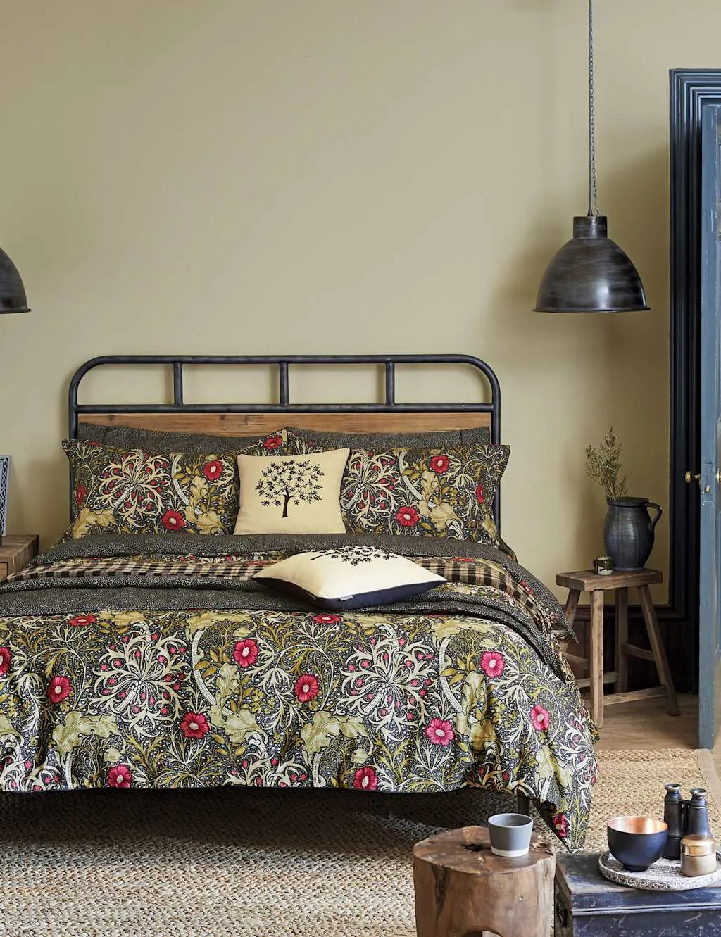 Morris & Co Pure Cotton Morris & Co Seaweed Bedding Set Black Mix