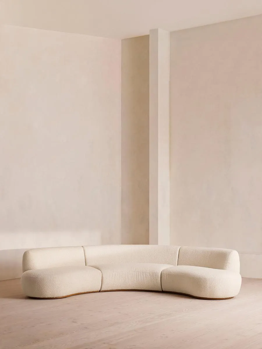 Aline Serpentine Modular Sofa, Four Seater, Natural Boucle