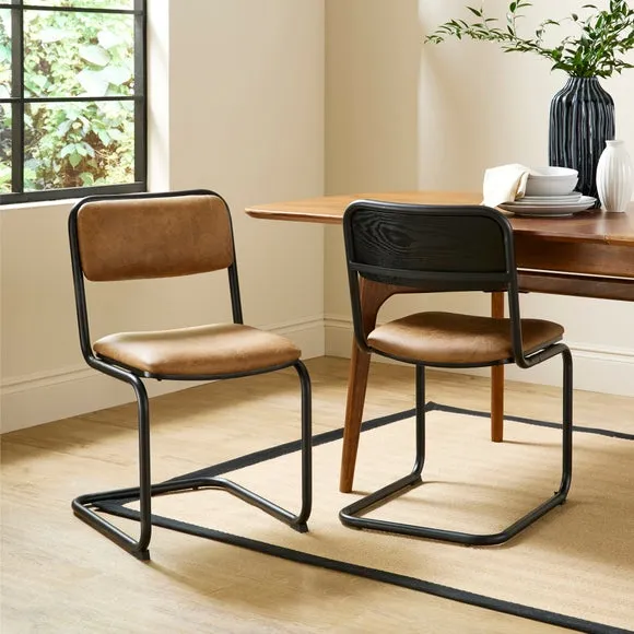 Draper Cantilever Dining Chair, Faux Leather