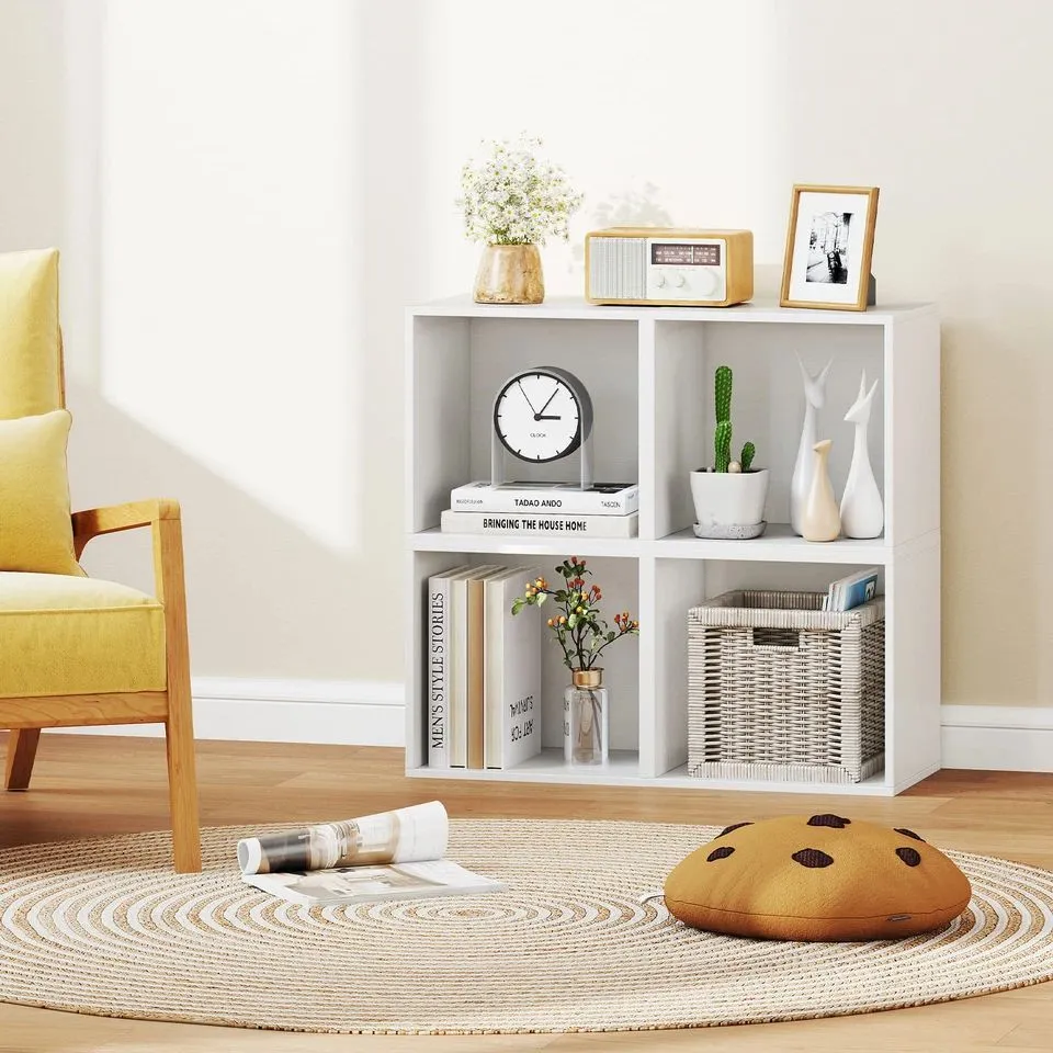 Costway Cube Storage Organizer Stackable Open Book Shelf for Small Space White 2
